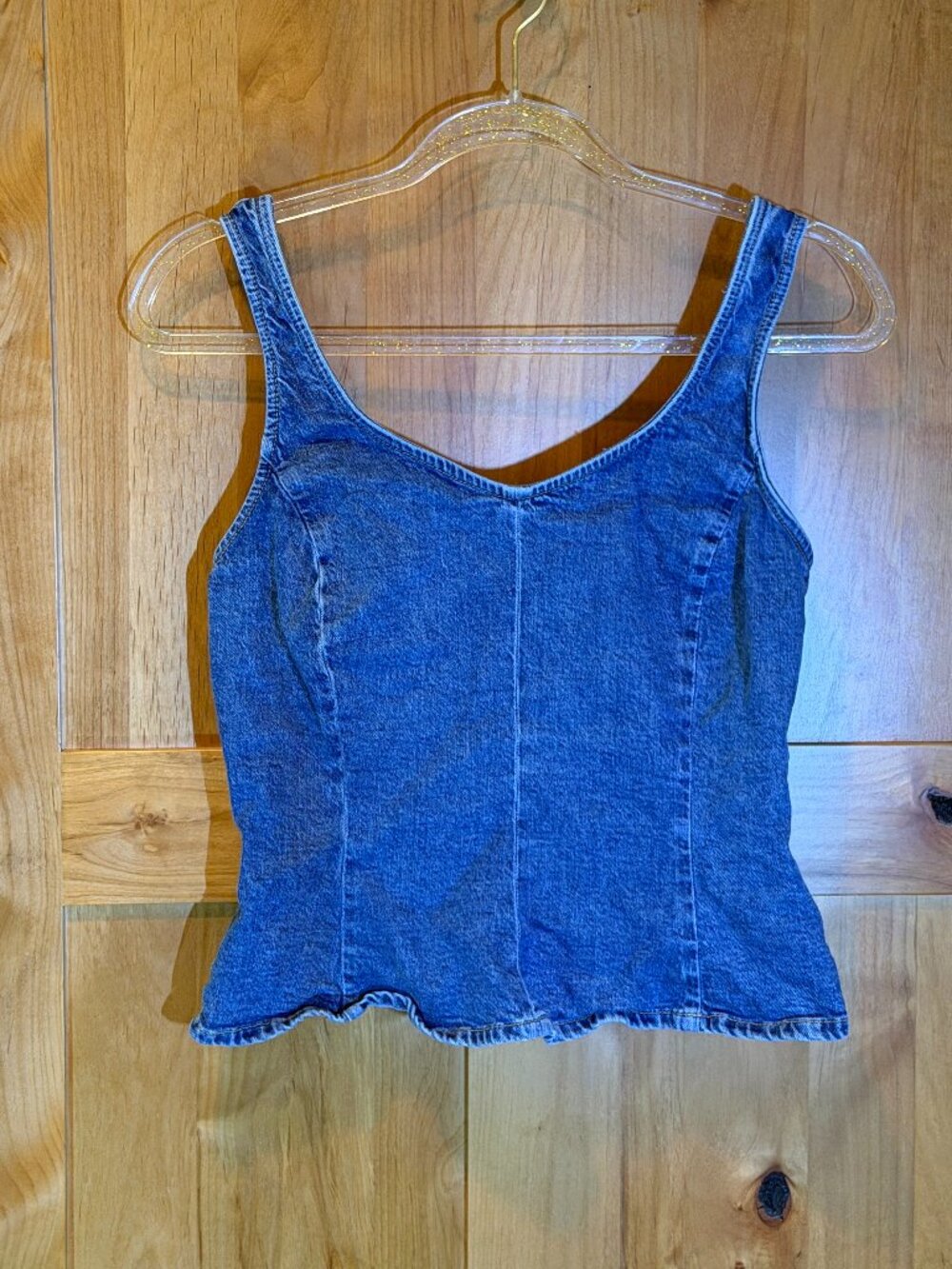 GAP Sawyer Denim Peplum Corset Tank Top Blue Size M